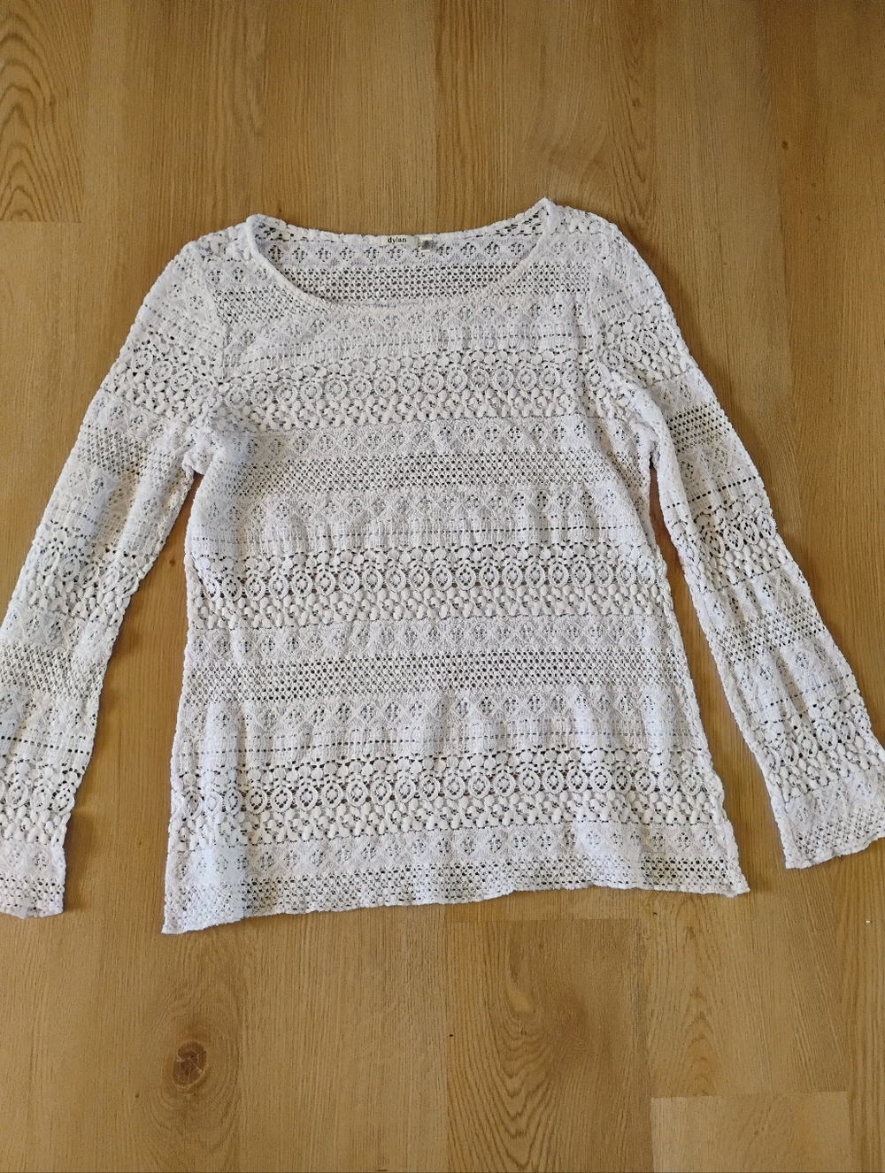 dylan White Crochet Long Sleeve Knit Mini Dress